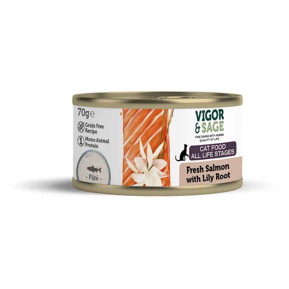 Vigor&Sage - wet food for cat - salmon and lily root 70g